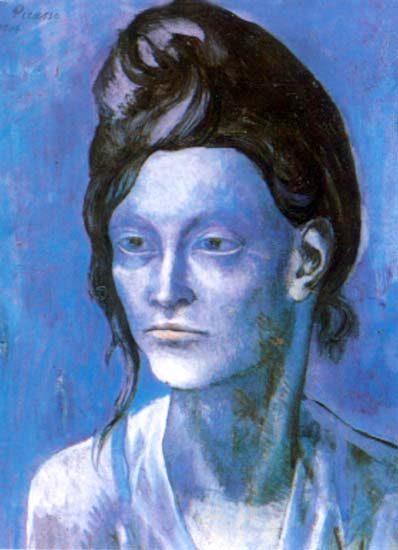 Picasso bleue blue period femme au casque de cheveux paris 1904