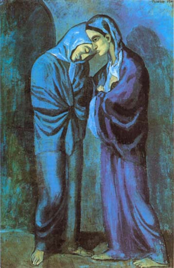 Picasso bleue blue period l'entrevue (les deux soeurs) Barcelone 1902